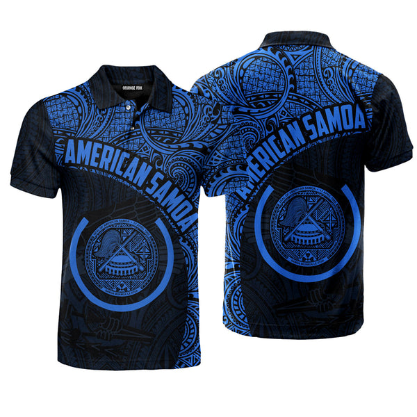 American Samoa Black Blue Polo Shirt For Men