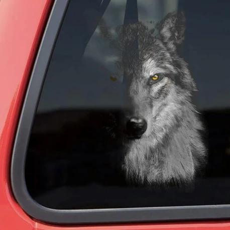 Grey Wolf Cracked Car Decal Sticker | Waterproof | PVC Vinyl | CCS2054N