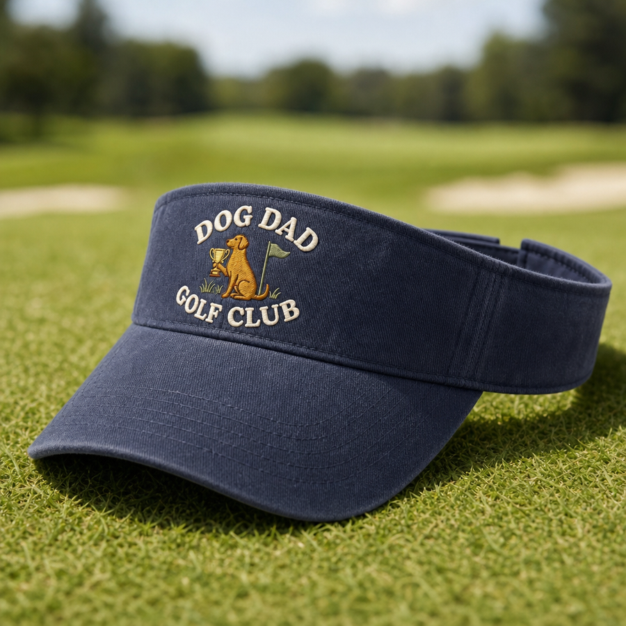 Dog Dad Golf Trophy Custom Name Embroidered Visor