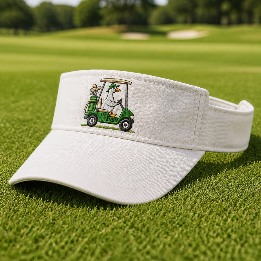 Goose Driving a Golf Cart Embroidered Visor