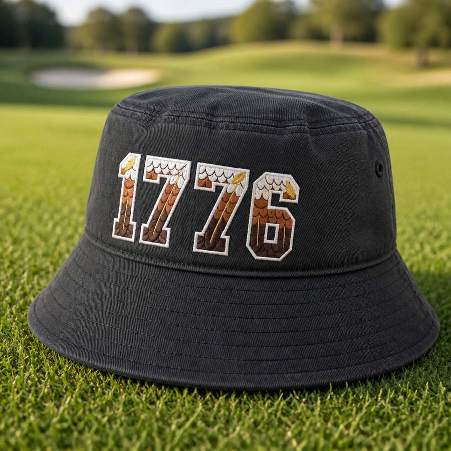 1776 Eagle Feathers Patriotic Embroidered Bucket Hat