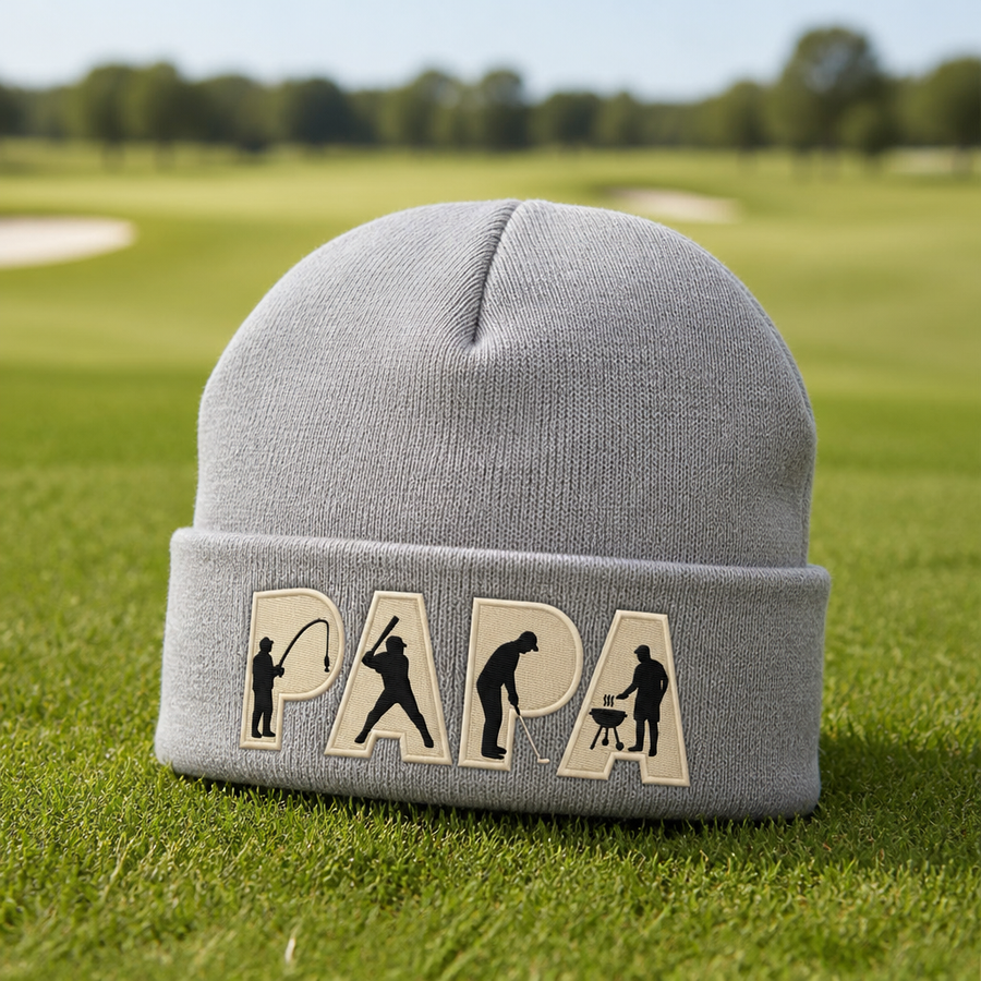 Personalized Papa Golf, Fishing & BBQ Embroidered Beanie
