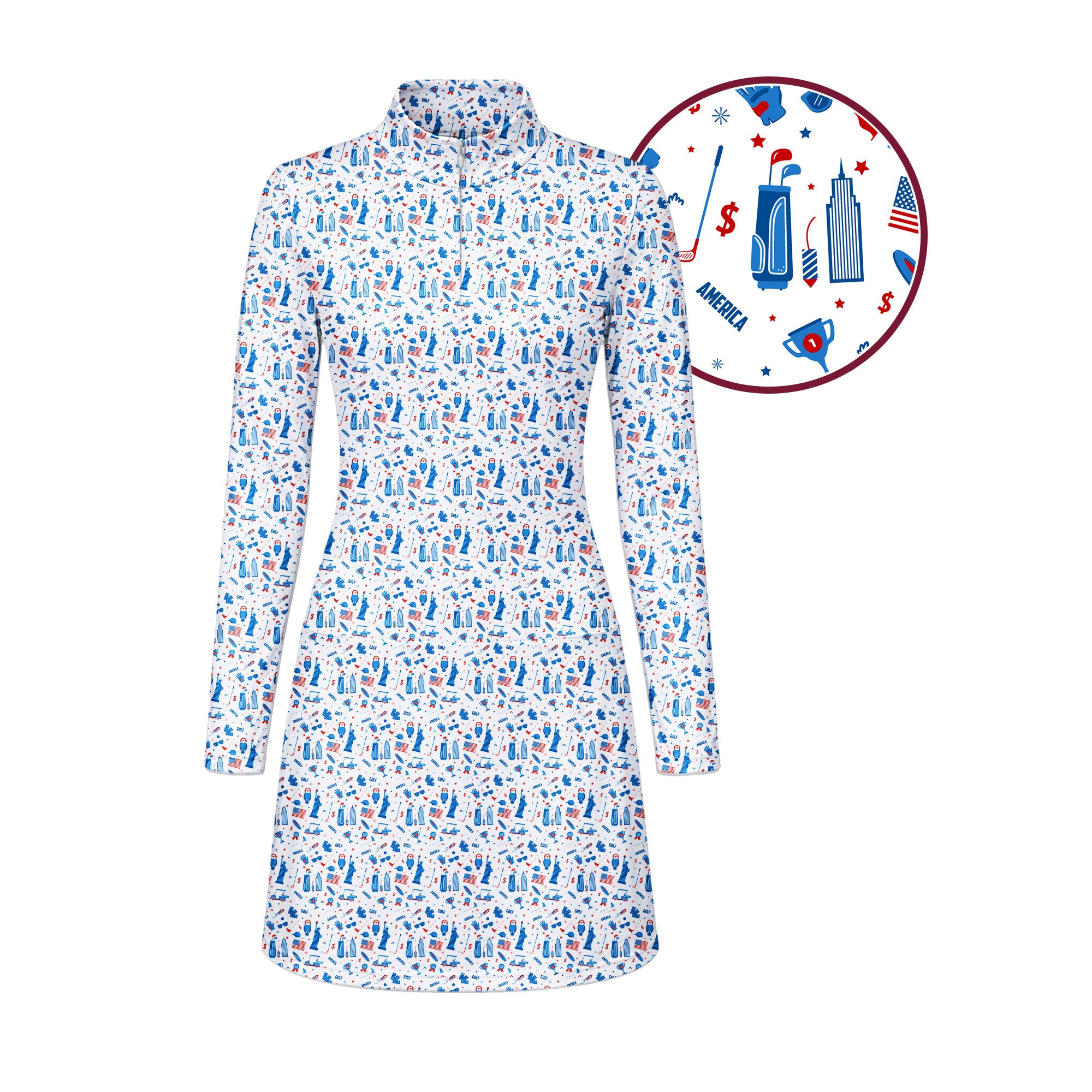 golf dress long sleeve America Dress, Women's Golf Polo Dress, Long Sleeve Golf Dress, with Pockets and Shorts, M Little White Dresses for sleeve dress offers a Color:Beige AL:2225
