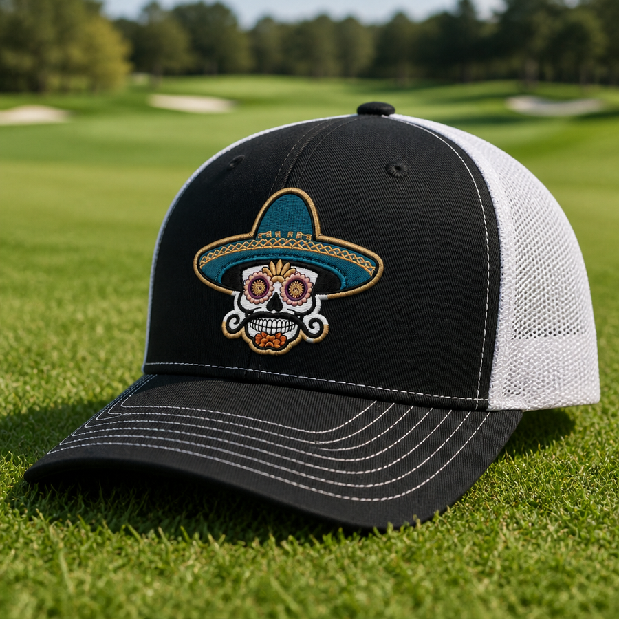 Sombrero Skull Embroidered Trucker Hat
