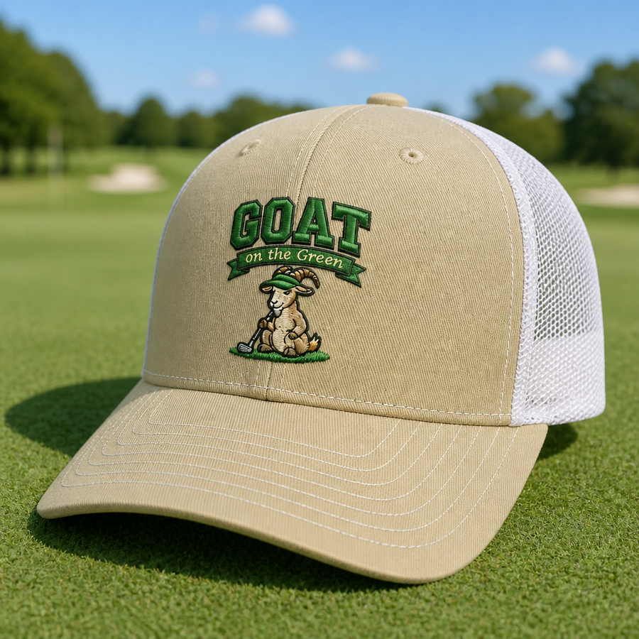 GOAT on the Green Embroidered Trucker Hat