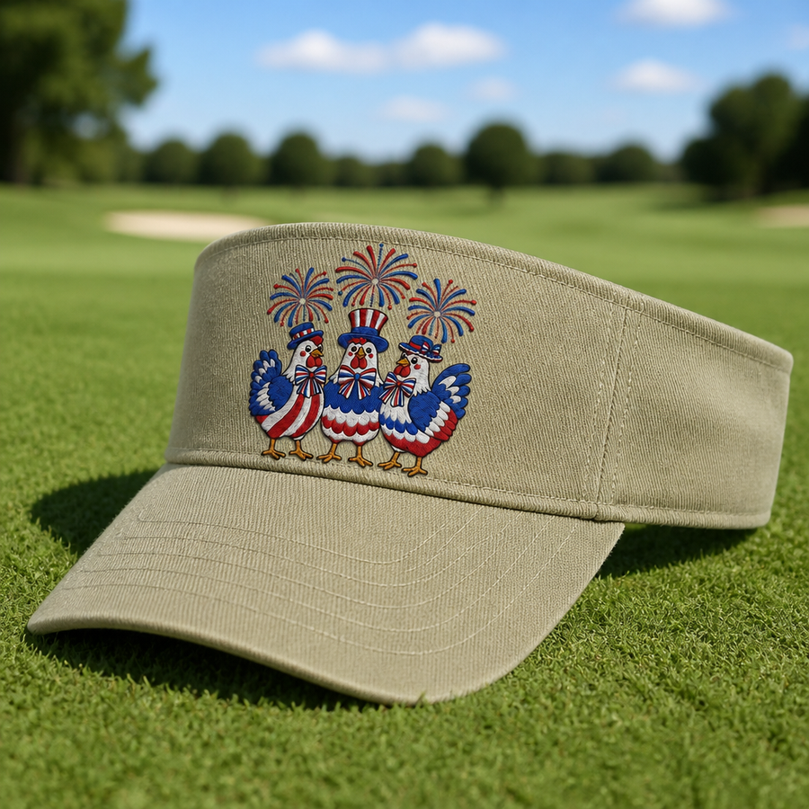 Red, White & Cluck Embroidered Visor