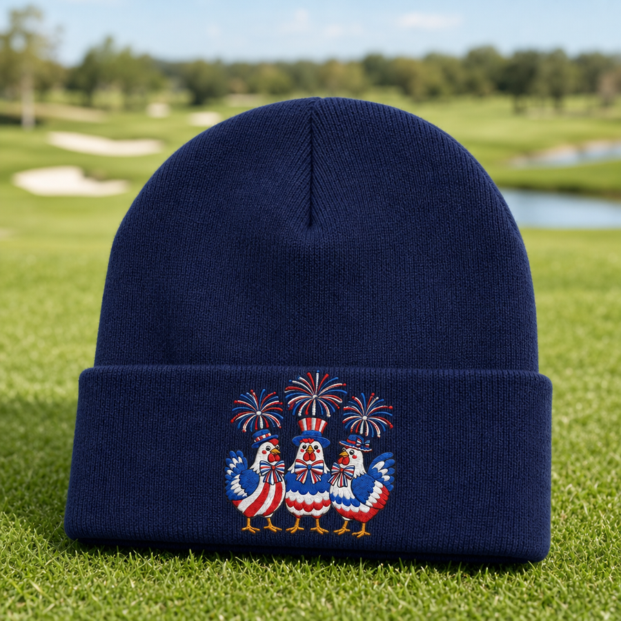 Red, White & Cluck Embroidered Beanie