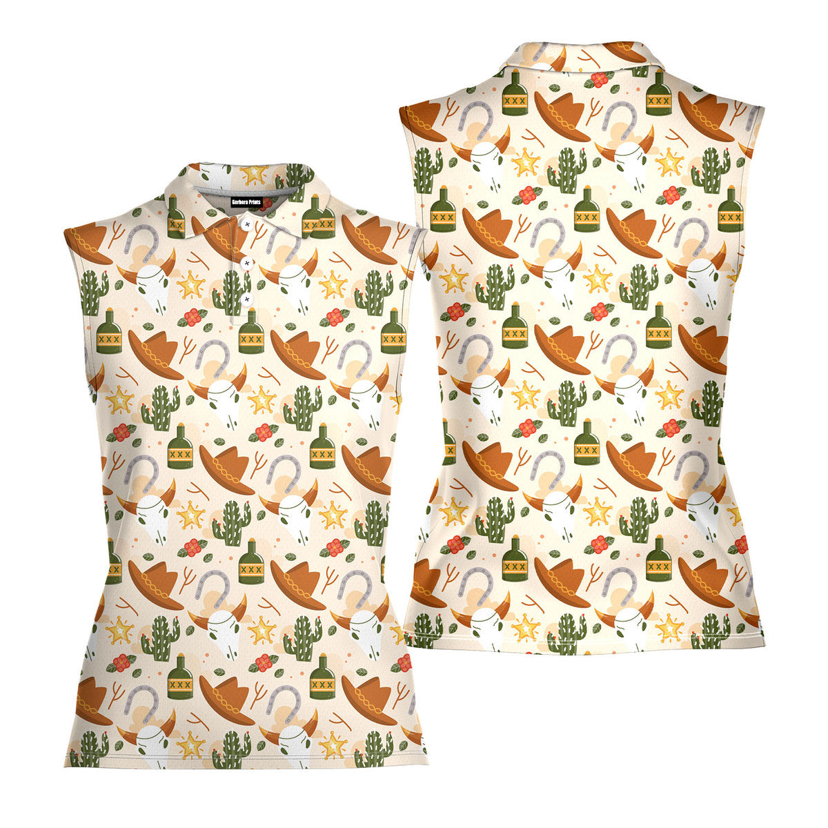 Cowboy Cowgirl Gift For Western Lovers Light Orange - Ladies Sleeveless Golf Polo Shirt