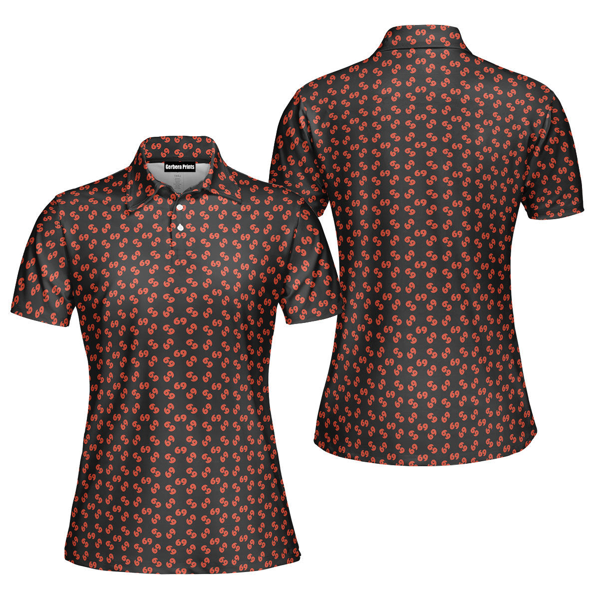 69 Number Black Funny Polo Shirt For Women