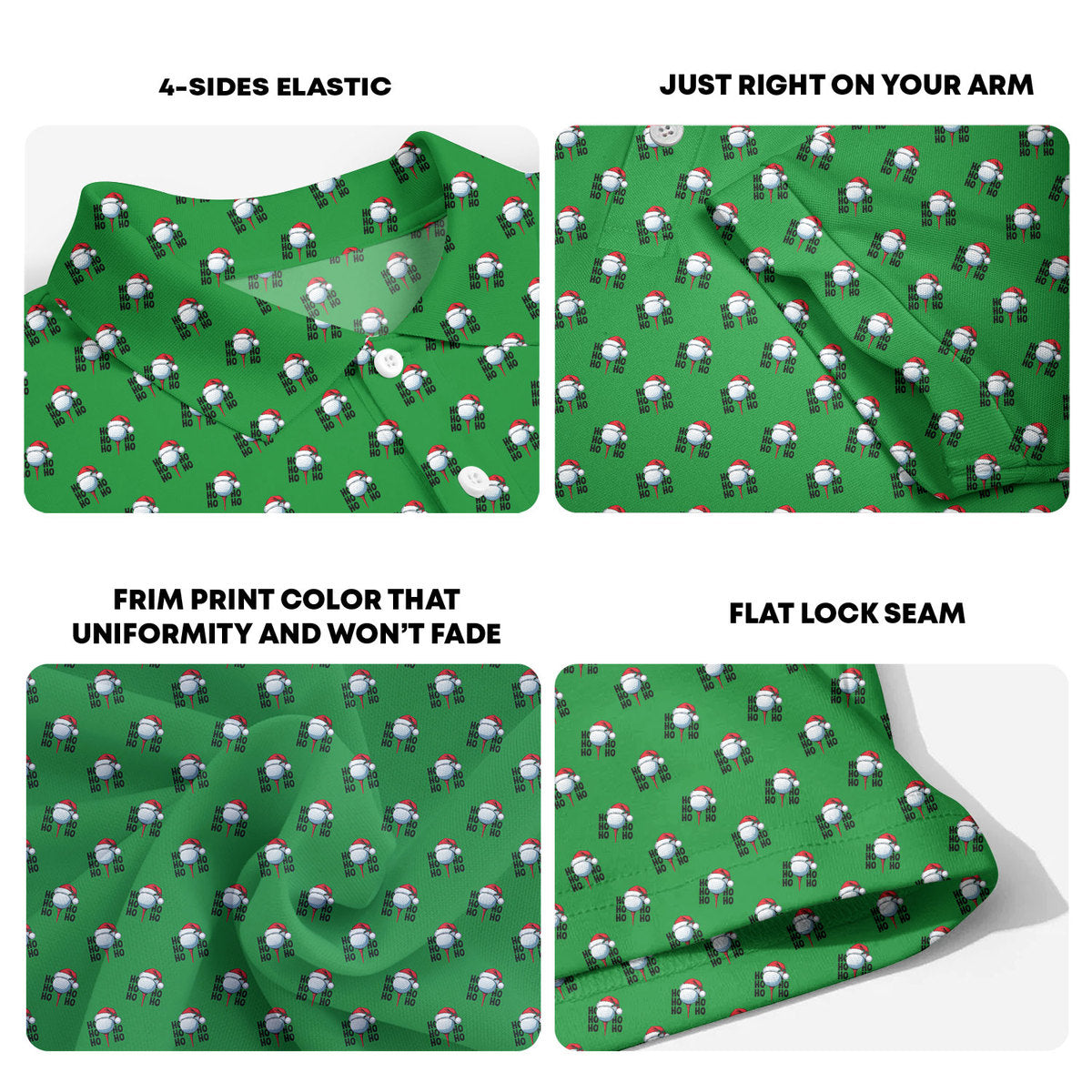 Santa Hat Golf Ball Christmas Cheer Ho Ho Ho - Golf Polo Shirt