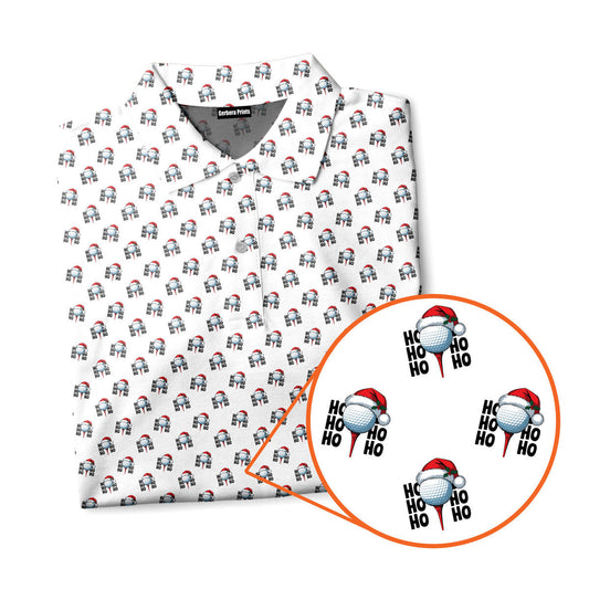 Santa Hat Golf Ball Christmas Cheer Ho Ho Ho - Golf Polo Shirt