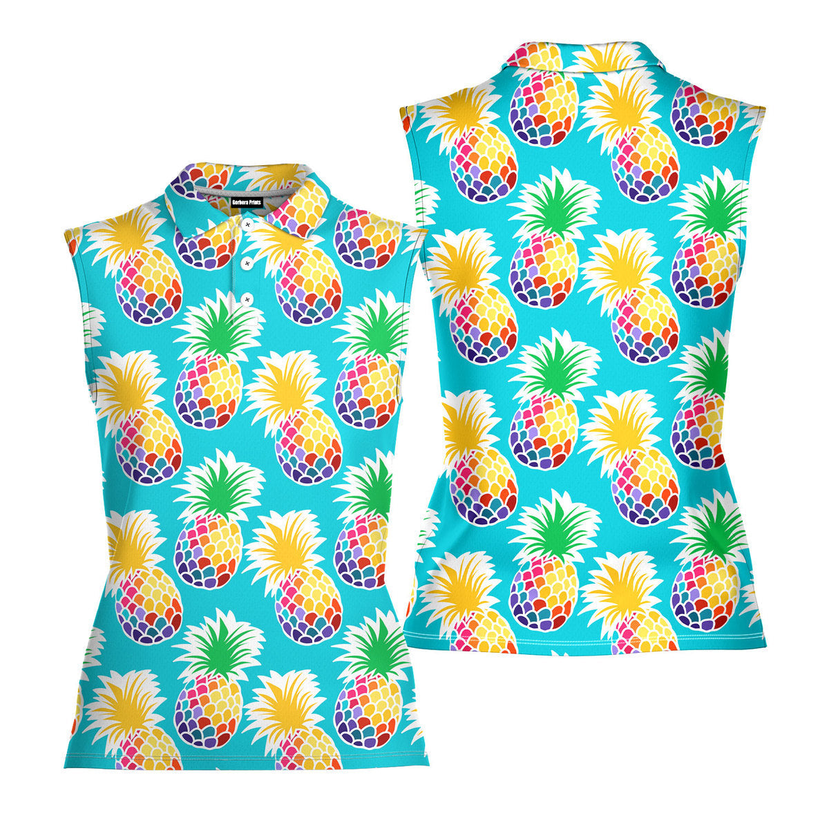 Colorful Pineapples - Ladies Sleeveless Golf Polo Shirt