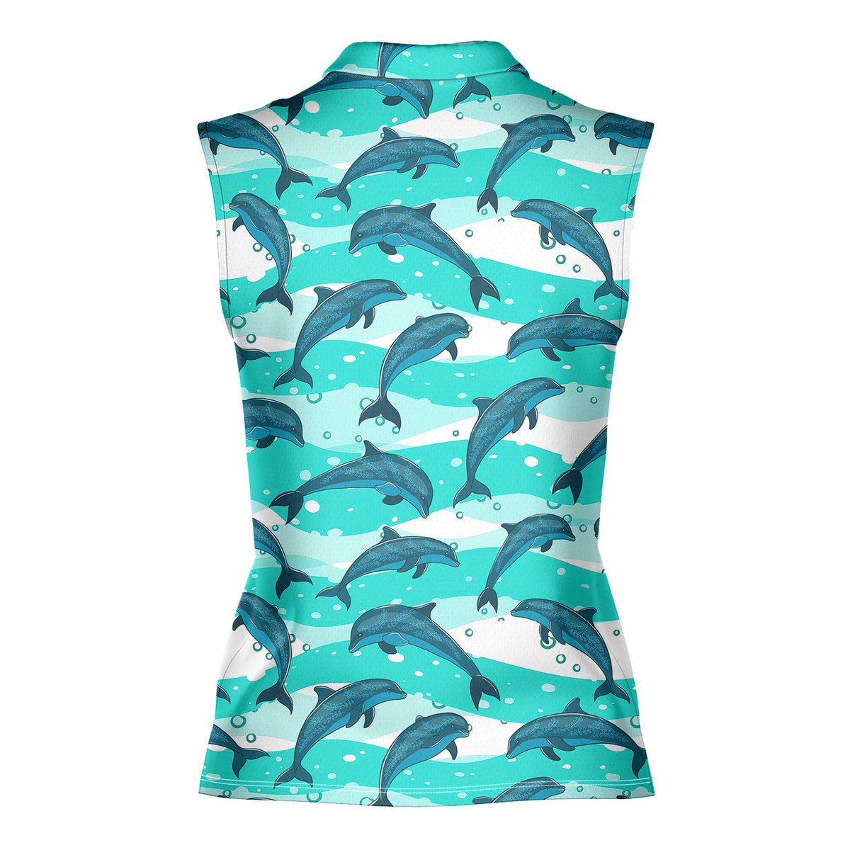 Realistic Dolphins In The Sea - Ladies Sleeveless Golf Polo Shirt