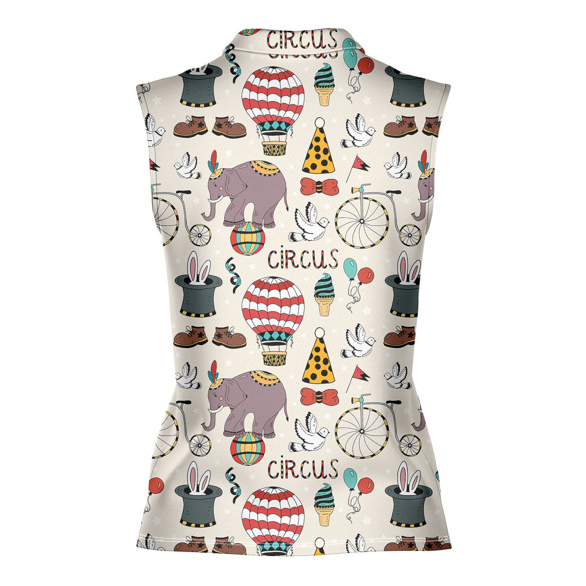 Lead A Circus Animal Pattern - Ladies Sleeveless Golf Polo Shirt