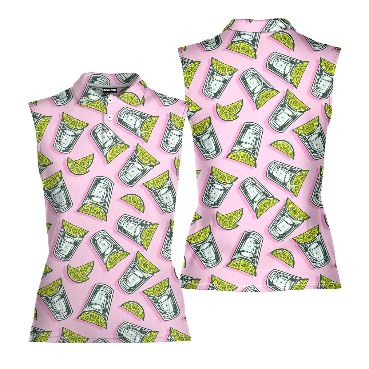 Cocktail Tequila With Lime - Ladies Sleeveless Golf Polo Shirt