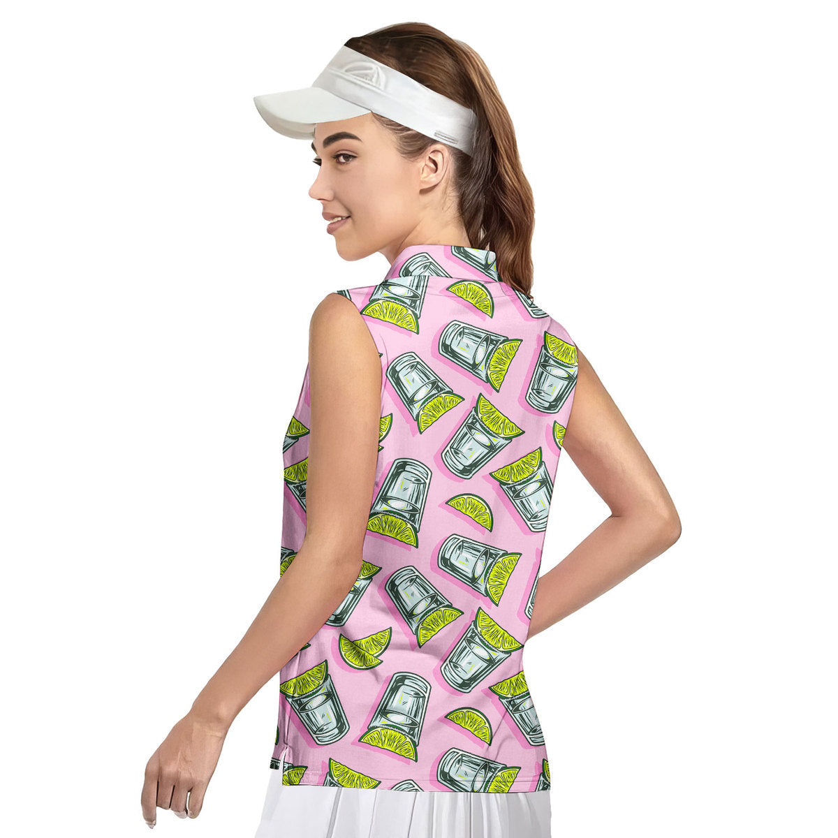 Cocktail Tequila With Lime - Ladies Sleeveless Golf Polo Shirt