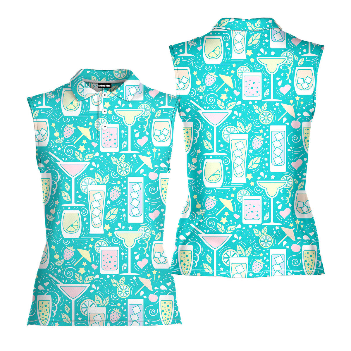 Cocktails Hello Summer - Ladies Sleeveless Golf Polo Shirt