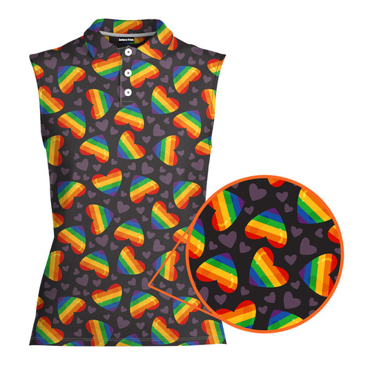 Rainbow Heart LGBT - Ladies Sleeveless Golf Polo Shirt