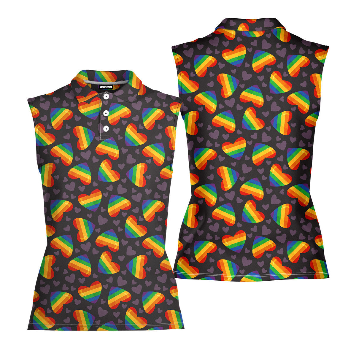 Rainbow Heart LGBT - Ladies Sleeveless Golf Polo Shirt