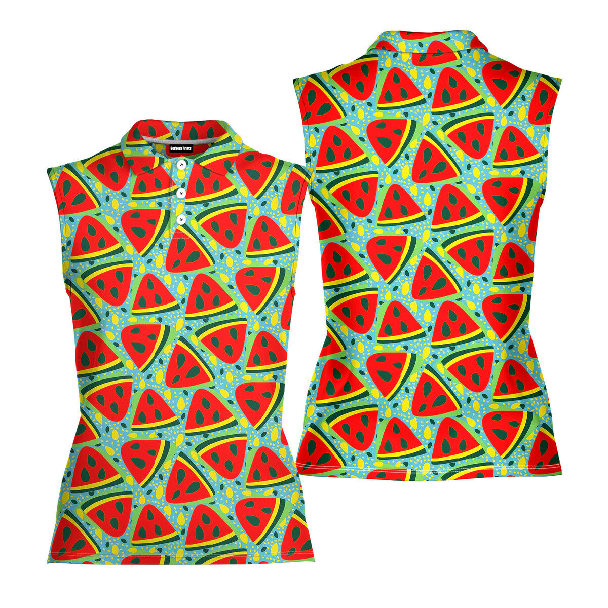 Watermelon Summer Fruit - Ladies Sleeveless Golf Polo Shirt