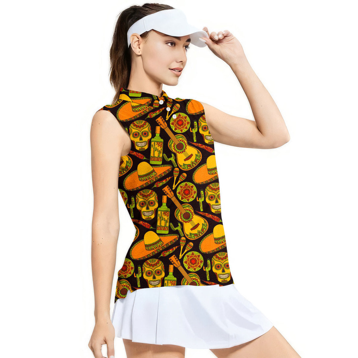 Let's Fiesta Mexican - Ladies Sleeveless Golf Polo Shirt