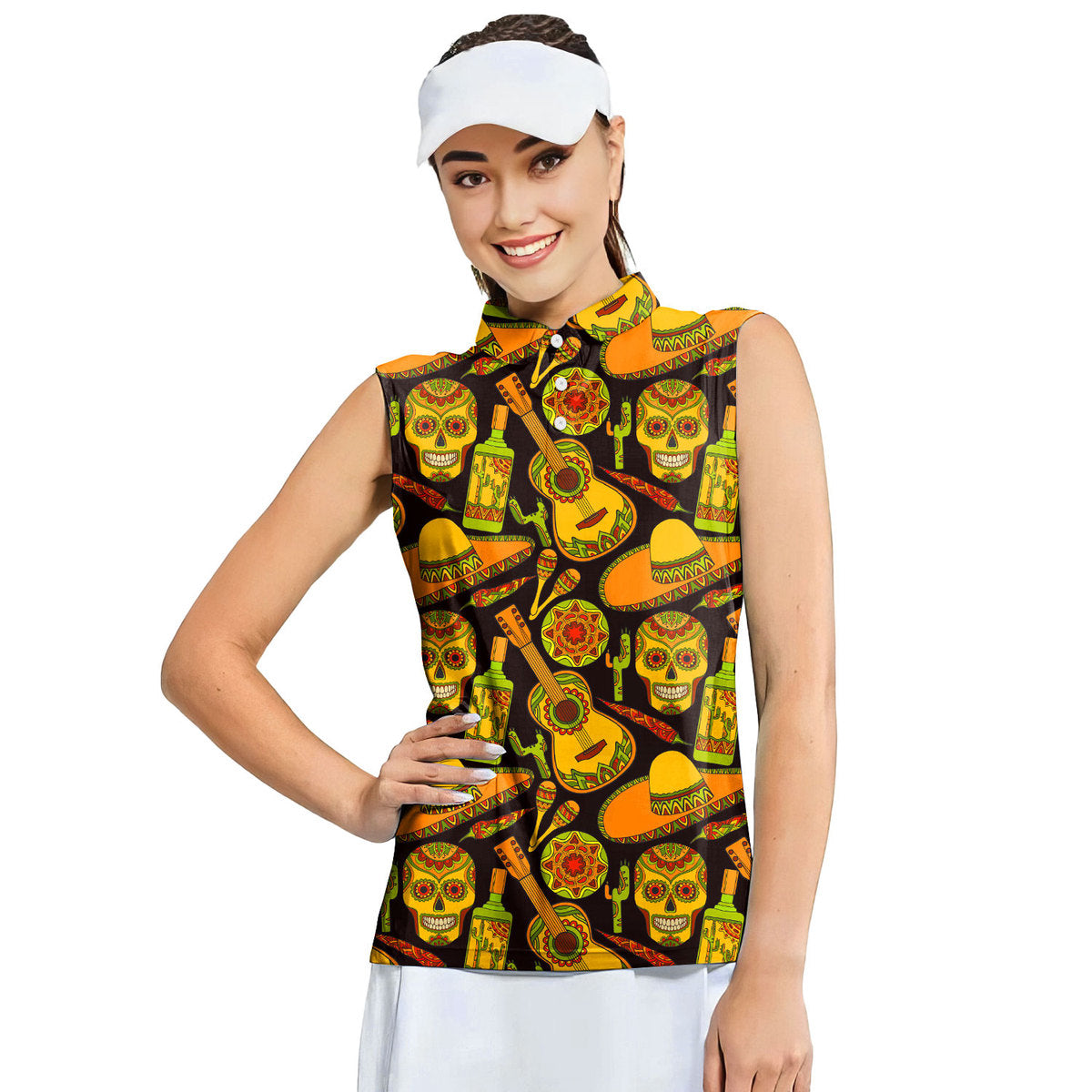 Let's Fiesta Mexican - Ladies Sleeveless Golf Polo Shirt
