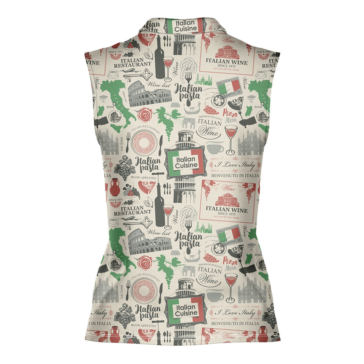 Italian Flag In Retro Style - Ladies Sleeveless Golf Polo Shirt