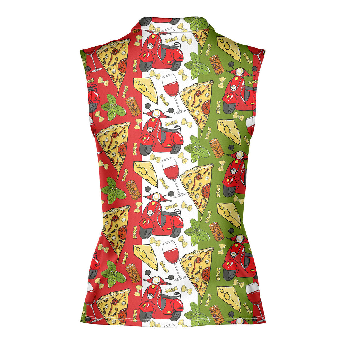 Italy Flag Pattern - Ladies Sleeveless Golf Polo Shirt