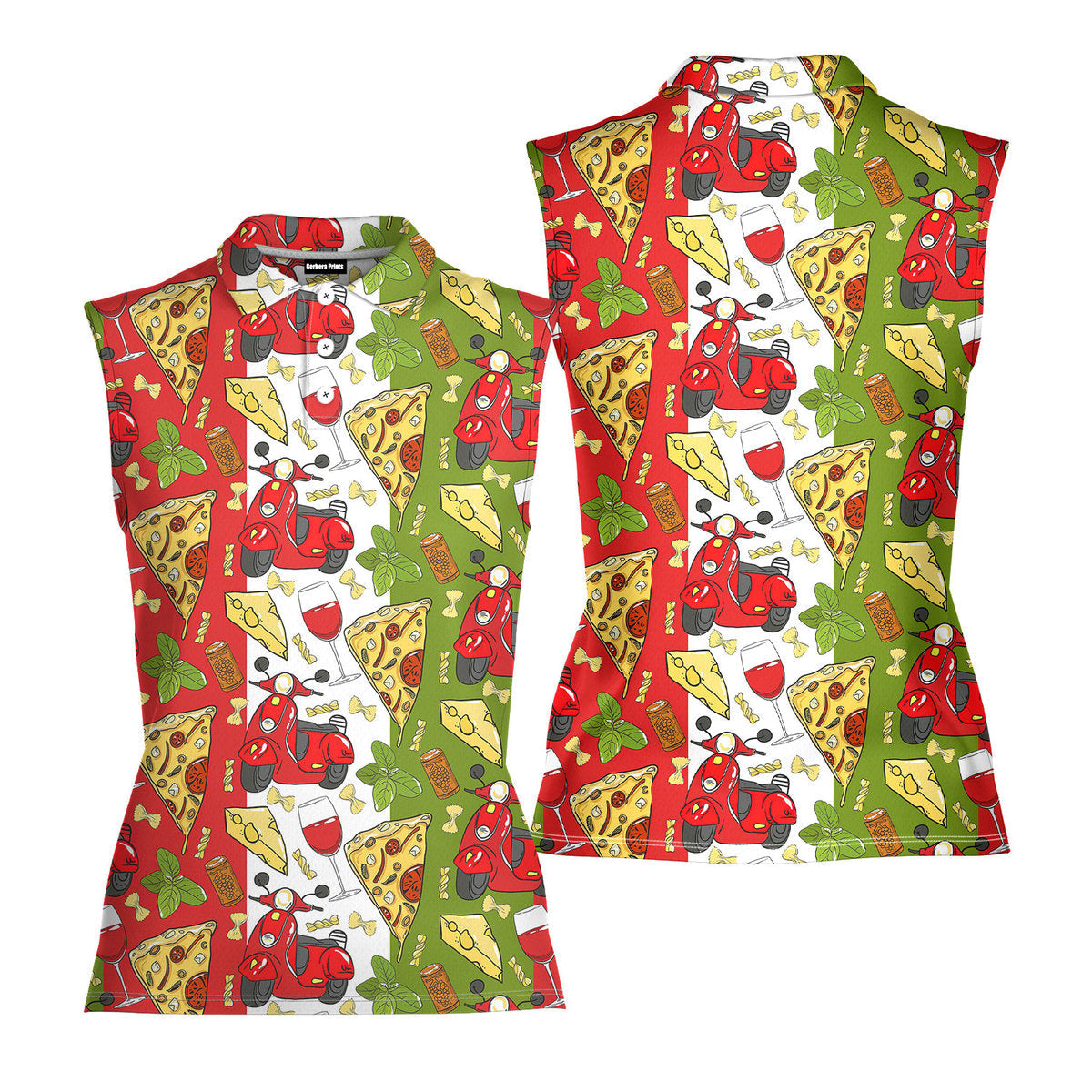 Italy Flag Pattern - Ladies Sleeveless Golf Polo Shirt