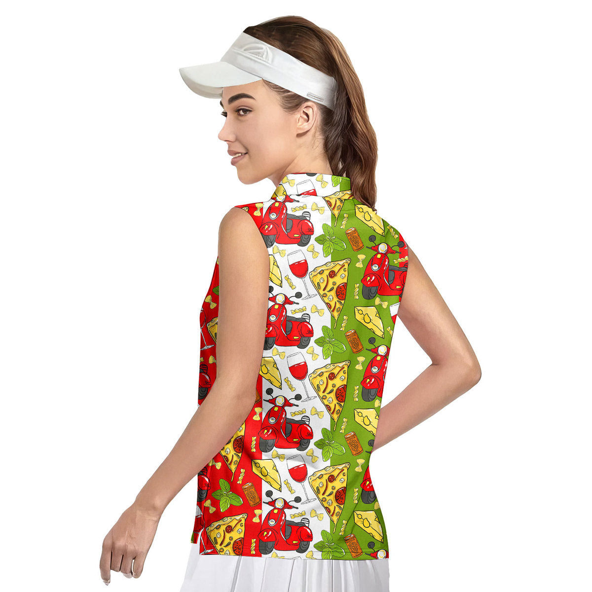 Italy Flag Pattern - Ladies Sleeveless Golf Polo Shirt