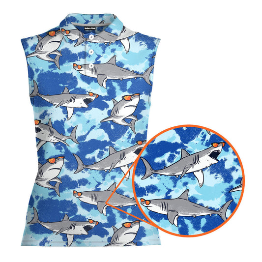 Love Shark - Ladies Sleeveless Golf Polo Shirt