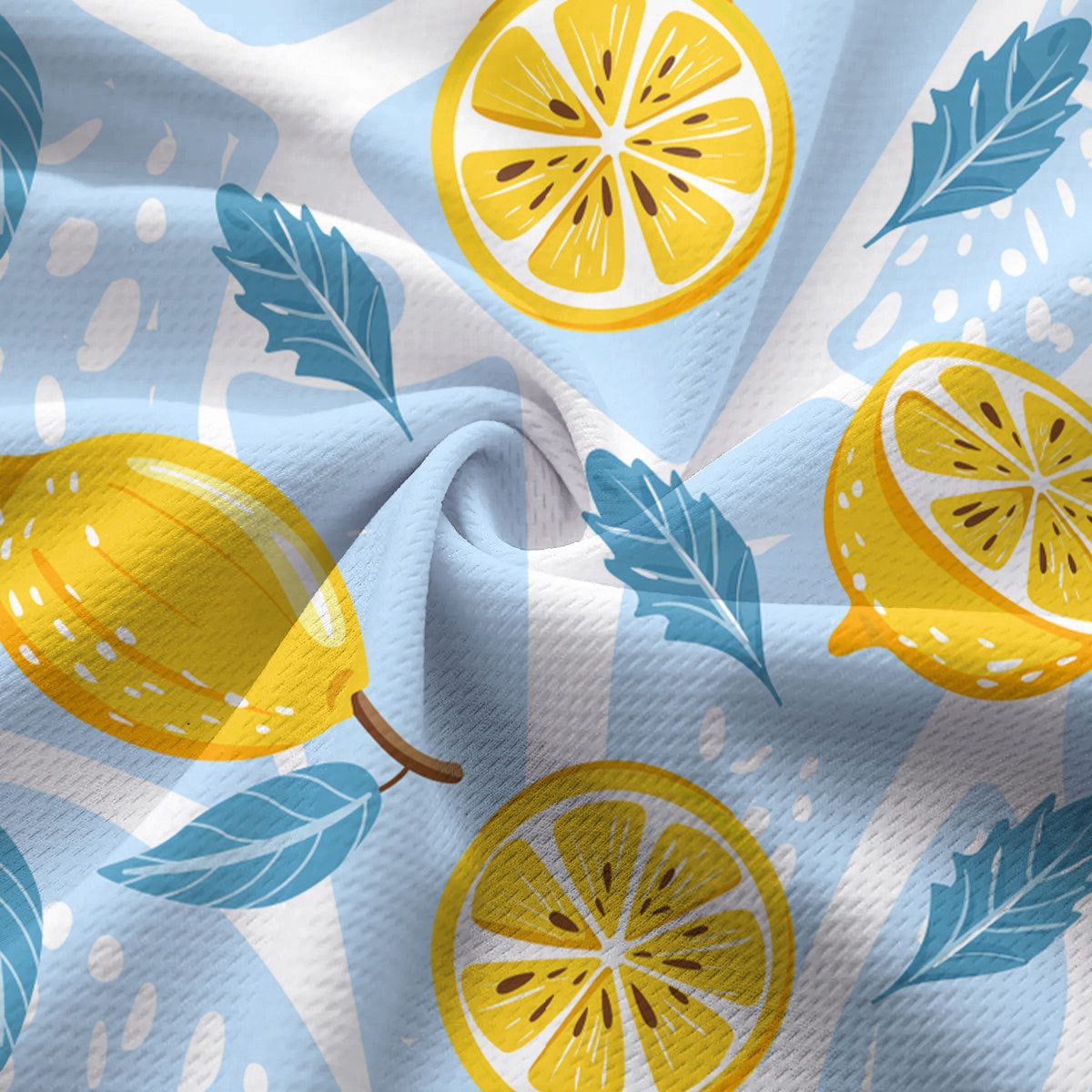 Blue Tropical Fresh Lemon With Mint Leaves - Ladies Sleeveless Golf Polo Shirt