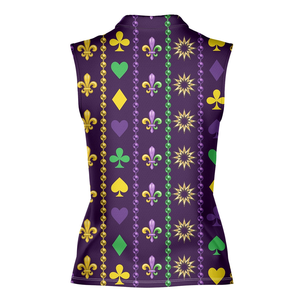 Mardi Gras Beads Purple - Ladies Sleeveless Golf Polo Shirt
