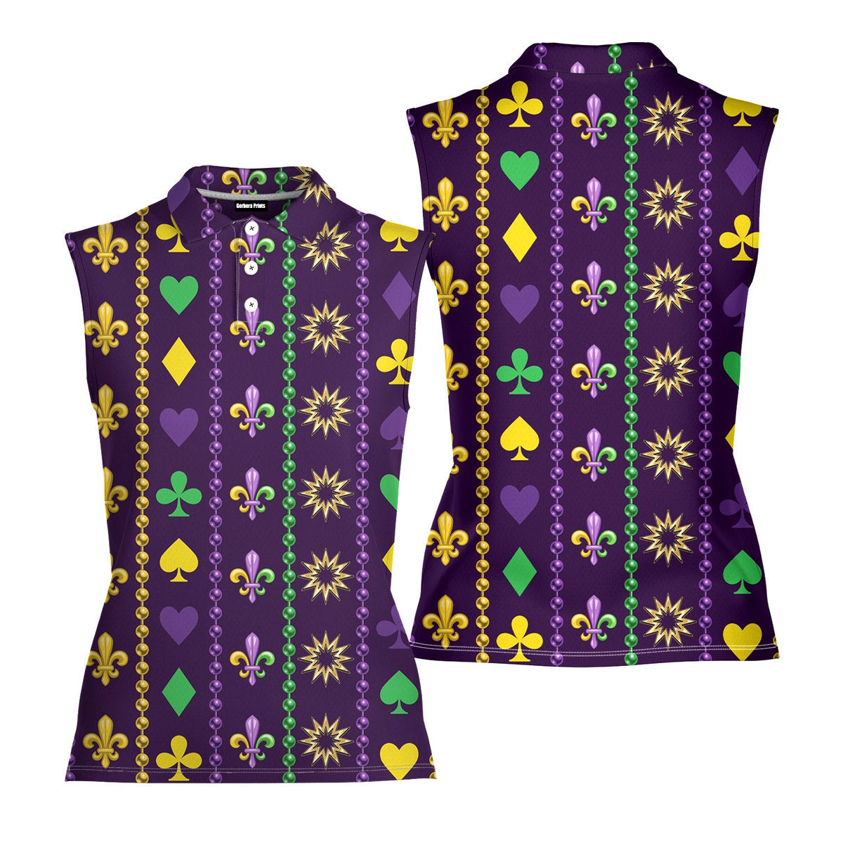 Mardi Gras Beads Purple - Ladies Sleeveless Golf Polo Shirt