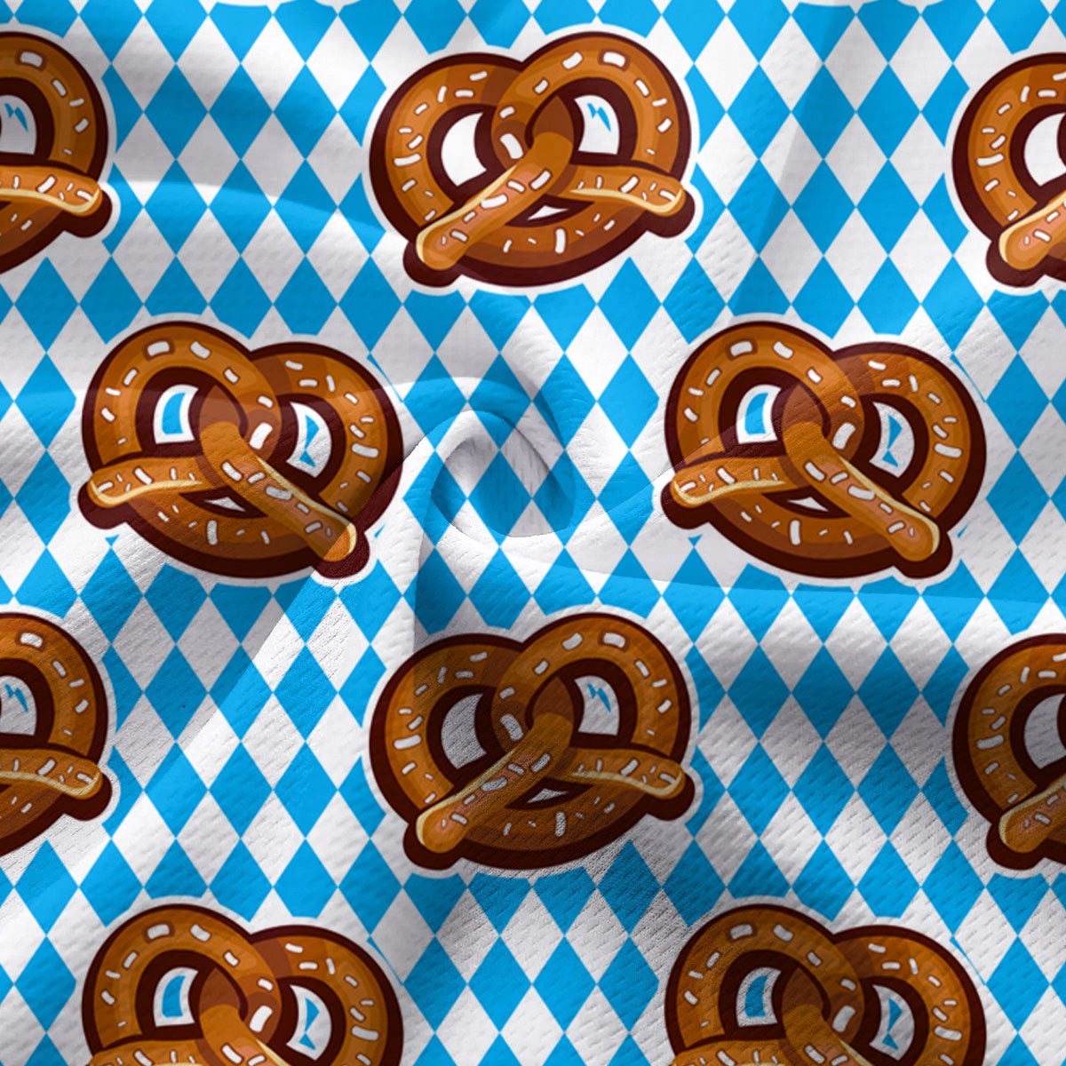 Oktoberfest Pretzels Blue Checkered - Ladies Sleeveless Golf Polo Shirt