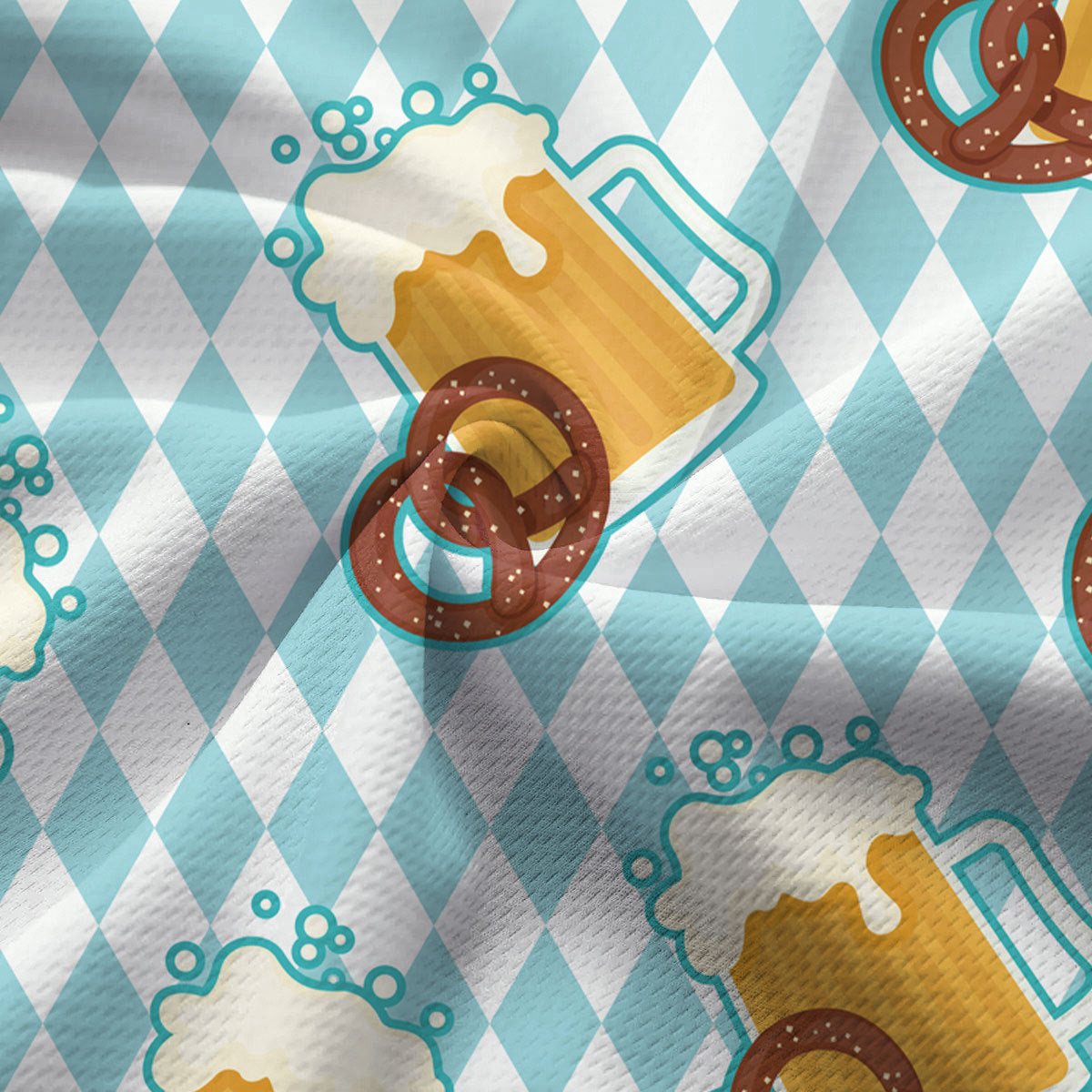 Oktoberfest Beer And Pretzels Blue Checkered - Ladies Sleeveless Golf Polo Shirt