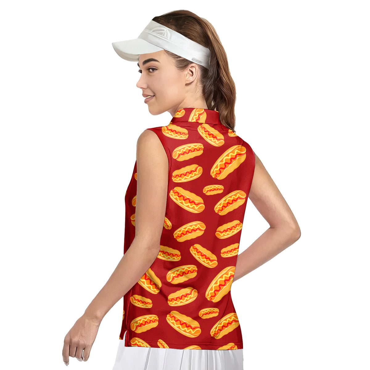 Love Hot Dog Red National Hot Dog Day - Ladies Sleeveless Golf Polo Shirt