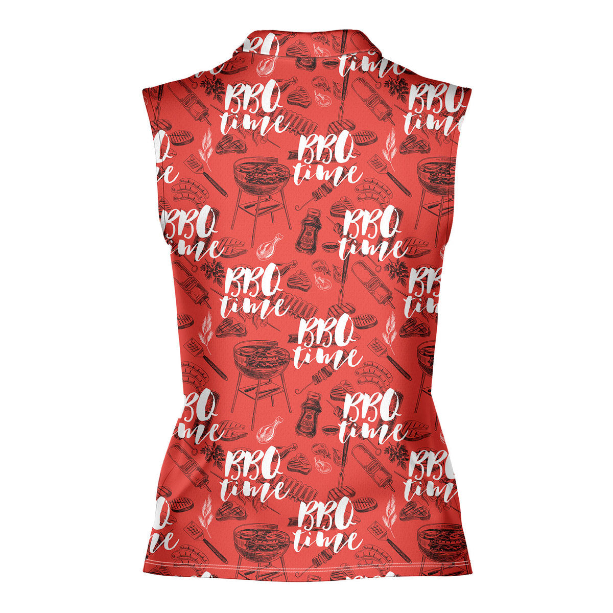 Grill And Barbecue National BBQ Day Red - Ladies Sleeveless Golf Polo Shirt