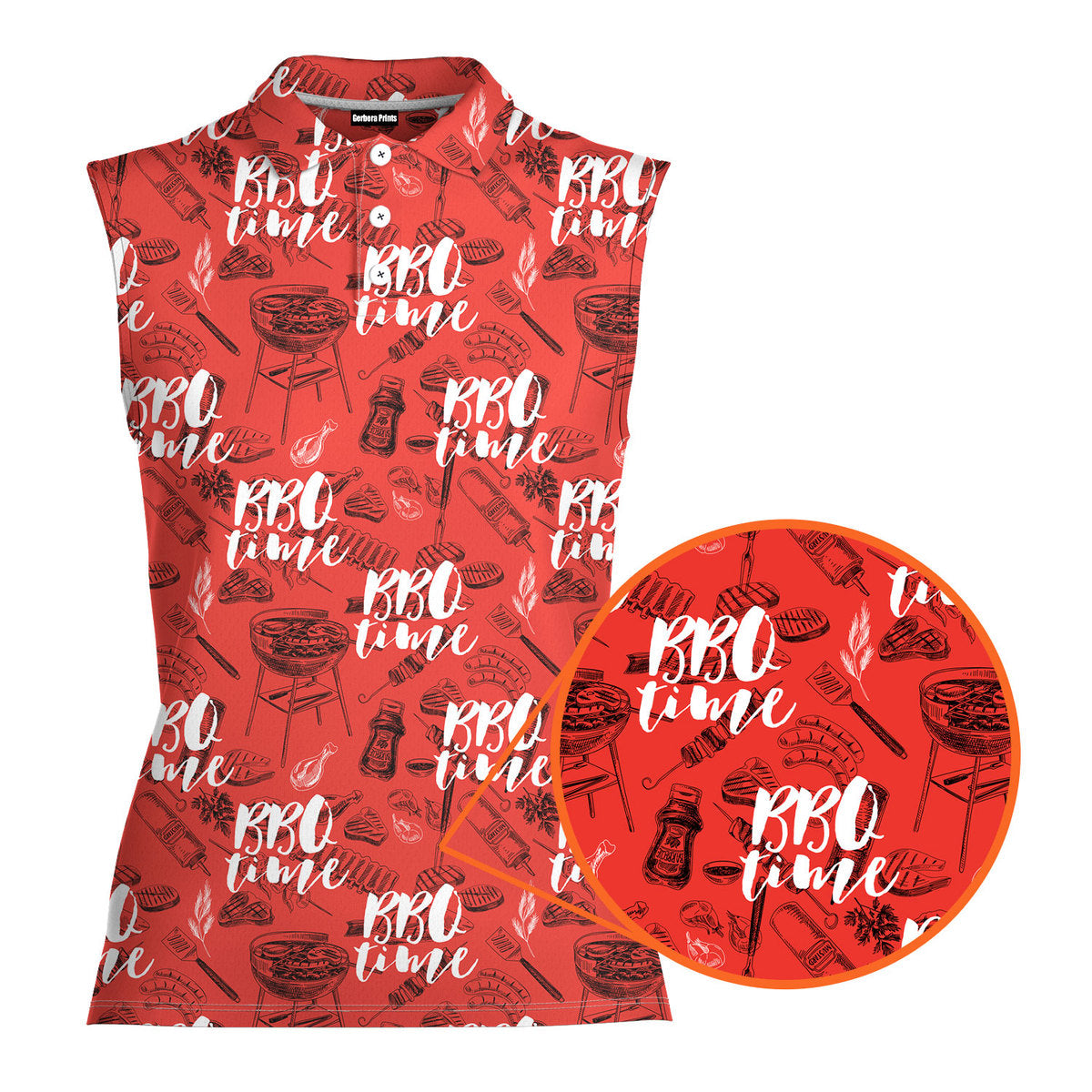 Grill And Barbecue National BBQ Day Red - Ladies Sleeveless Golf Polo Shirt
