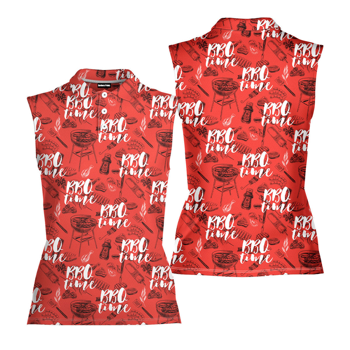 Grill And Barbecue National BBQ Day Red - Ladies Sleeveless Golf Polo Shirt