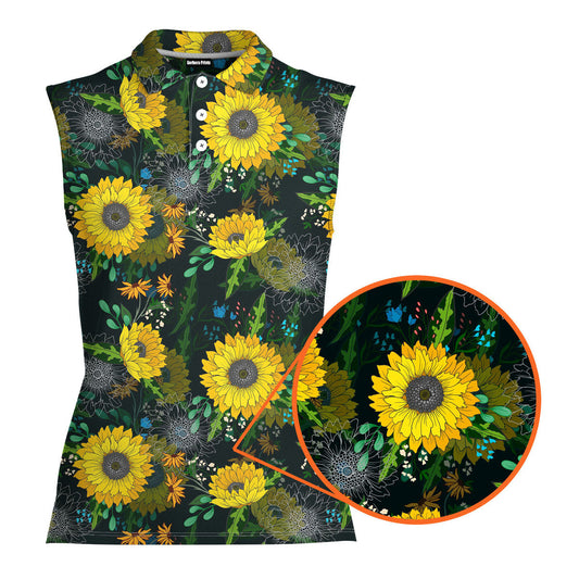 Sunflowers - Ladies Sleeveless Golf Polo Shirt