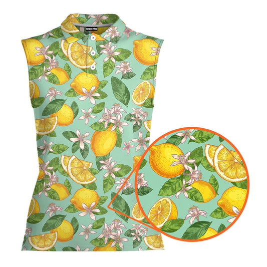Lemon Tropical - Ladies Sleeveless Golf Polo Shirt