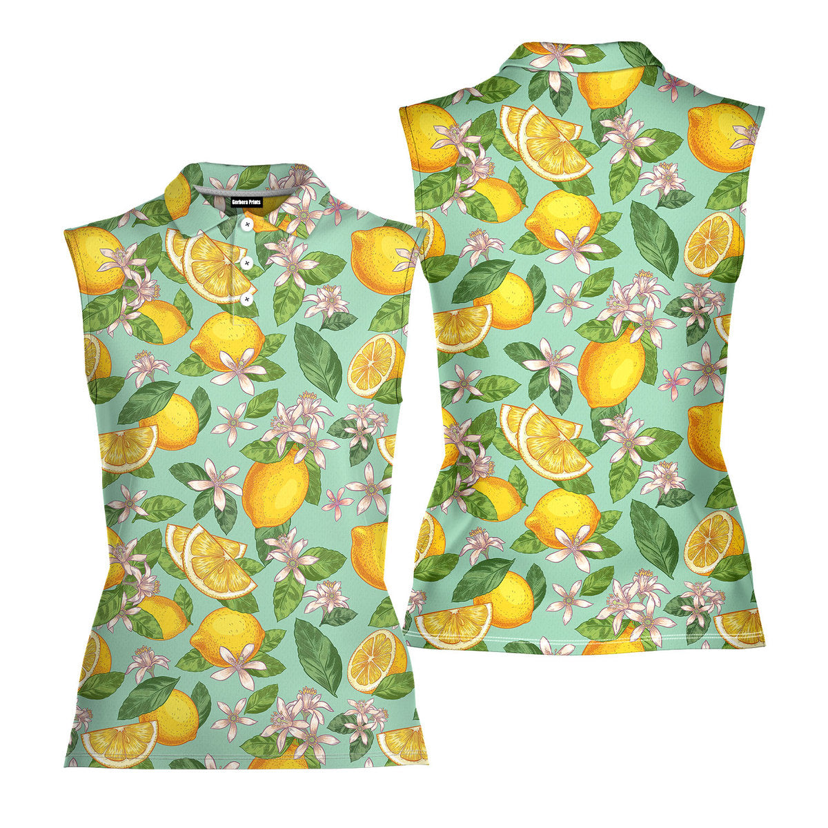 Lemon Tropical - Ladies Sleeveless Golf Polo Shirt