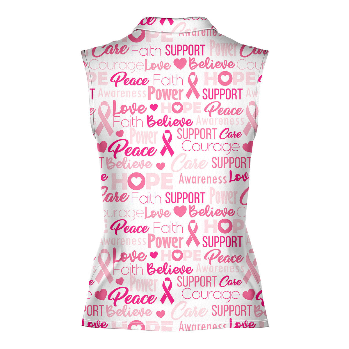 Be Strong Pink - Ladies Sleeveless Golf Polo Shirt