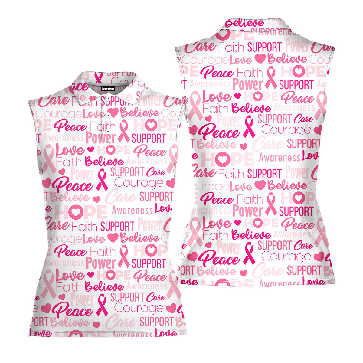 Be Strong Pink - Ladies Sleeveless Golf Polo Shirt