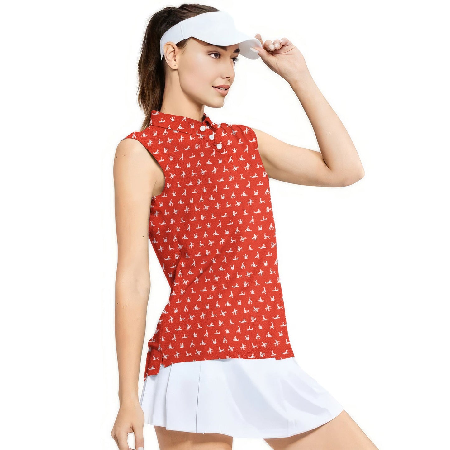 Stick Figure - Ladies Sleeveless Golf Polo Shirt