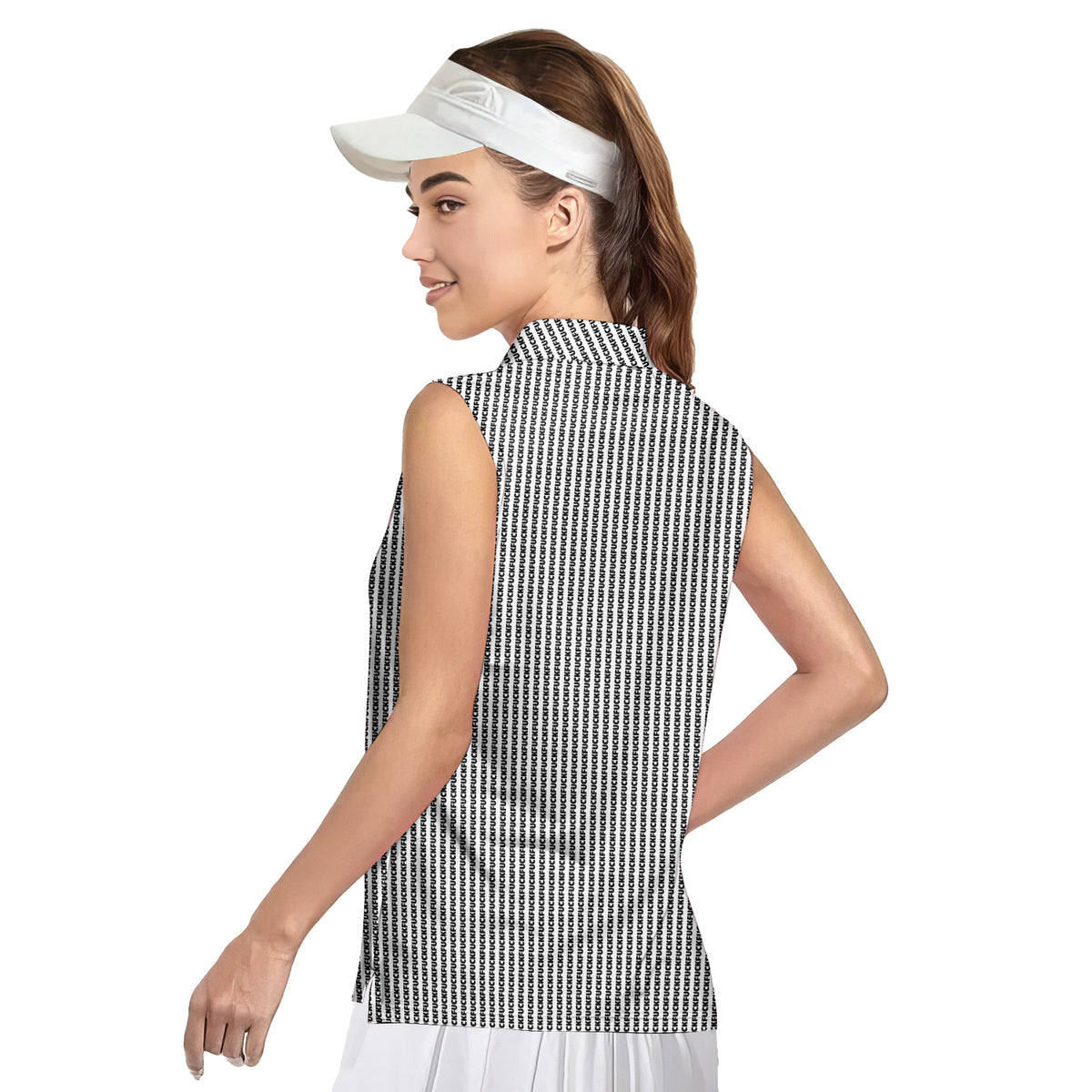 The F#@K Striped - Ladies Sleeveless Golf Polo Shirt
