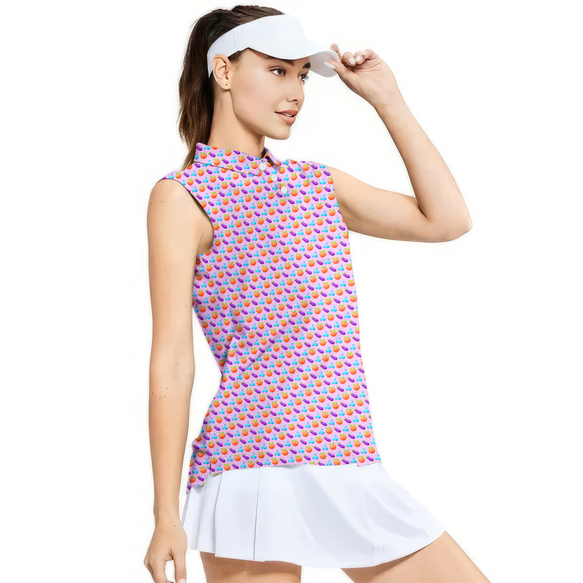 A Taste of Eggplant & Peach - Ladies Sleeveless Golf Polo Shirt