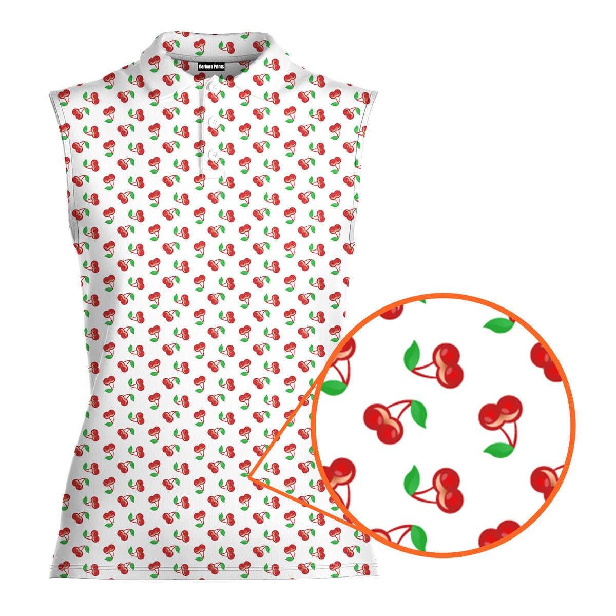 Fruits Cherry Breast - Ladies Sleeveless Golf Polo Shirt