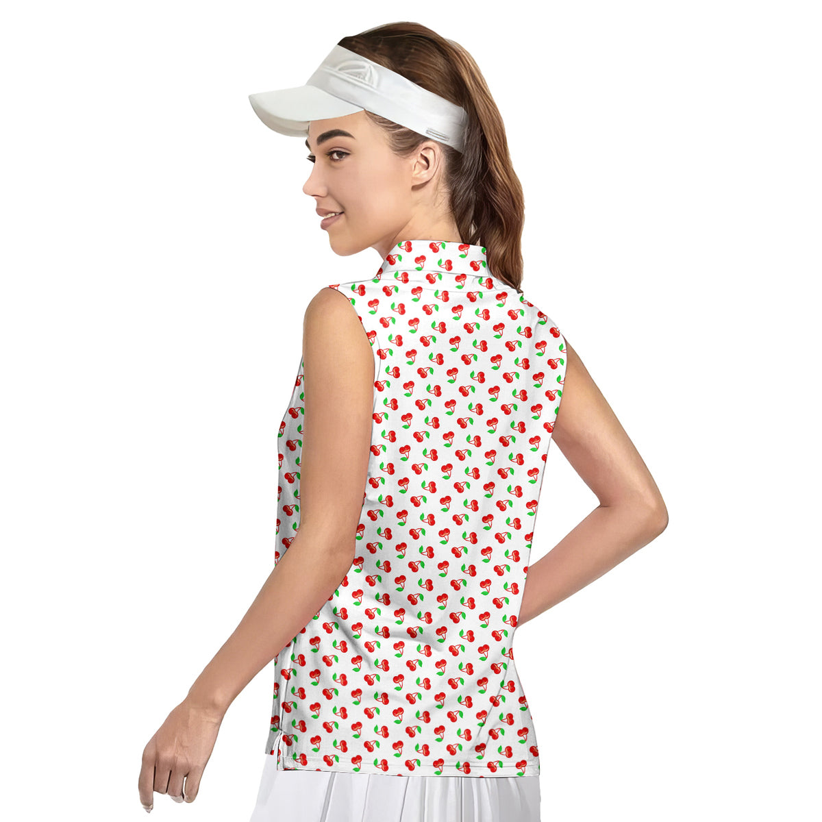 Fruits Cherry Breast - Ladies Sleeveless Golf Polo Shirt
